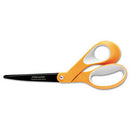 Fiskars® Premier Non-Stick Titanium Softgrip Scissors, 8" Long, 3.1" Cut Length, Orange/Gray Offset Handle