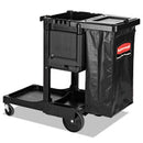 Rubbermaid® Commercial Executive Janitorial Cleaning Cart, Plastic, 4 Shelves, 1 Bin, 12.1" x 22.4" x 23", Black