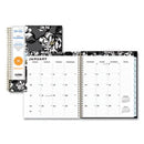 Blue Sky® Baccara Dark Monthly Planner, Baccara Dark Floral Artwork, 10 x 8, Gray/Black/Gold Cover, 2023