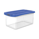 Bankers Box® Latch Lid Storage Bin, 22.38" x 14.19" x 10.63", Clear/Blue