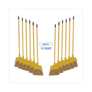 Boardwalk® Poly Bristle Angler Broom, 53" Handle, Yellow, 12/Carton
